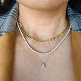 14K Yellow Gold Petite Teardrop 0.33ctw Diamond Pendant Necklace - 18" (HM)