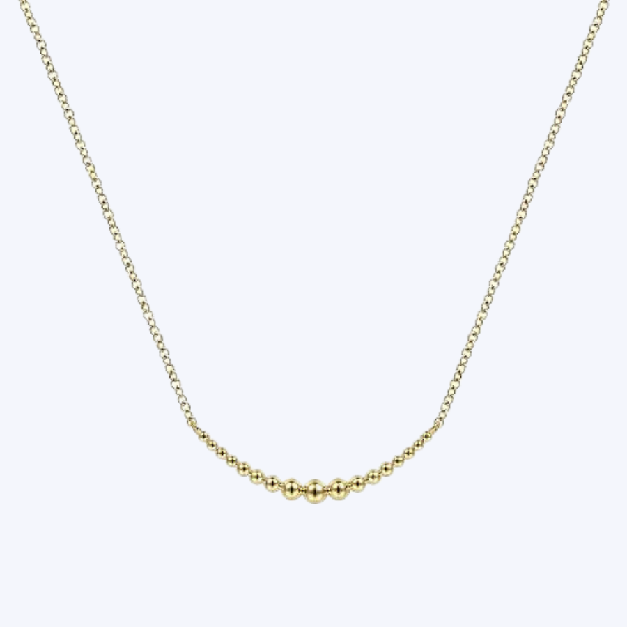 Graduating Beads Curved Bar Necklace