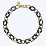 Oval Shape Hollow Tube & Black Ceramic Tennis Bracelet