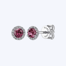 Load image into Gallery viewer, Diamond &amp; Pink Tourmaline Stud Earrings
