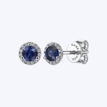 Load image into Gallery viewer, Diamond &amp; Sapphire Stud Earrings
