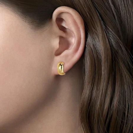 Wide Plain Gold Huggie Earrings