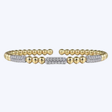 Diamond Pave Three Station Bar Bujukan Beads Split Bangle