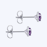 Amethyst & Diamond Halo Stud Earrings