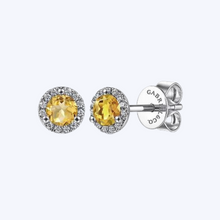 Load image into Gallery viewer, Citrine &amp; Diamond Halo Stud Earrings
