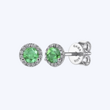 Gabriel & Co 14K White Gold Emerald & Diamond Halo Stud Earrings