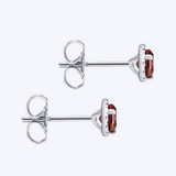 Garnet & Diamond Halo Stud Earrings