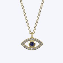 Load image into Gallery viewer, Diamond &amp; Sapphire Evil-Eye Pendant Necklace
