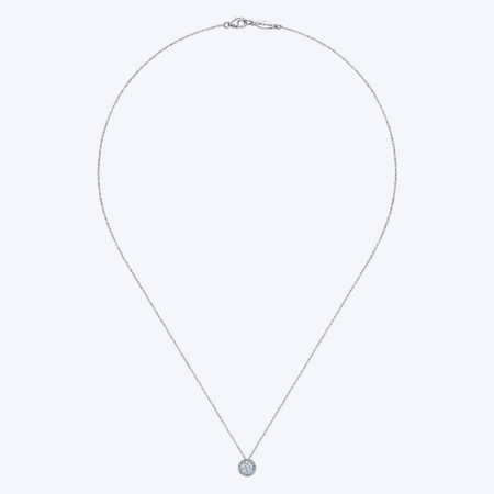 Lusso Color Aquamarine & Diamond Halo Pendant Necklace