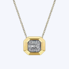 Load image into Gallery viewer, Geometric Baguette &amp; Round Diamond Pendant Necklace
