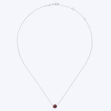 Load image into Gallery viewer, Garnet and Diamond Halo Pendant Necklace
