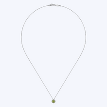 Load image into Gallery viewer, Gaby White Gold Peridot and Diamond Halo Pendant Necklace
