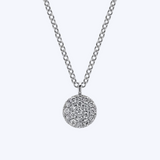 Pave Diamond Disc Pendant Necklace