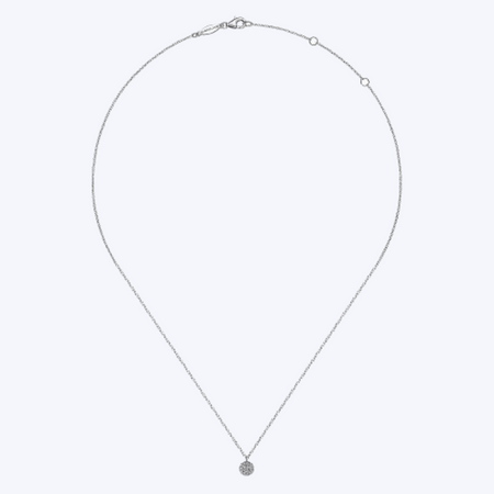 Gabriel Round Pave Diamond Disc Pendant Necklace