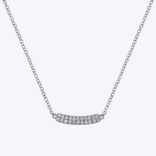 Load image into Gallery viewer, Gaby Curved Pave Double Diamond Bar Necklace
