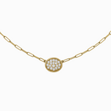 Pave Oval Paper Clip Necklace