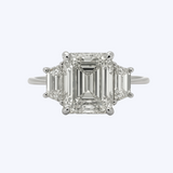 Emerald Cut Lab-Grown Diamond with Matching Side Trap Diamonds
