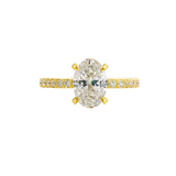 2.86ctw Oval Lab-Grown Diamond Ring Pavé Setting w/ Hidden Halo