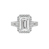 4.67ctw Emerald Cut Lab-Grown Diamond w/ Halo Accent Pavé Setting