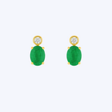 Oval Emerald and Diamond Stud Drop Earrings