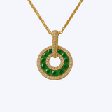 Emerald Radiance Diamond Halo Necklace