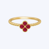 Ruby Clover Ring with Beaded Band