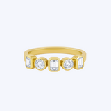 Alternating Round and Emerald-Cut Bezel Diamond Band