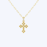Diamond Cross Pendant on Paperclip Necklace