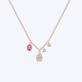 Diamond & Pink Tourmaline Charm Necklace