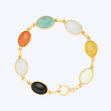 Multicolor Oval Jade Link Bracelet