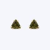 Trillion-Cut Green Tourmaline Studs