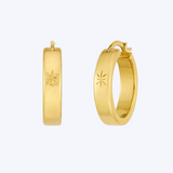 Stars Engraved Hoops