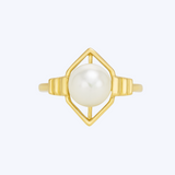 Geometric Pearl Ring