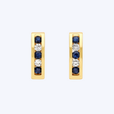 Sapphire and Diamond Huggie Hoop Earrings