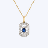 Art Deco Sapphire and Diamond Frame Pendant Necklace