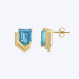 Modern Chevron Swiss Blue Topaz Earrings
