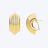 Bold Ribbed Dome Hoop Earrings