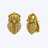Regal Pave Crowned Heart Earrings