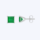 Princess-Cut Emerald Studs