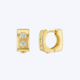 Modern Diamond Huggie Hoop Earrings