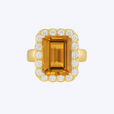 Citrine and Diamond Halo Ring