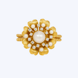 Vintage Floral Pearl and Diamond Cluster Ring