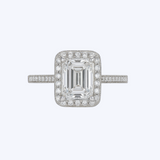 1.20ctw Vintage Inspired Emerald-Cut Diamond Halo Ring