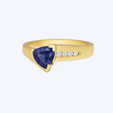 Geometric Tanzanite and Diamond Ring
