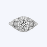 Platinum Art Deco Round Diamond Ring