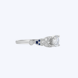Lab-Grown Oval Diamond Ring with Sapphire Accents