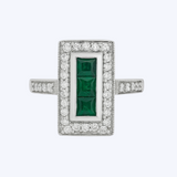 Emerald and Diamond Art Deco Ring