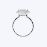 Emerald-Cut Aquamarine Ring with Diamond Halo