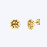 Floral Crest Gold Studs