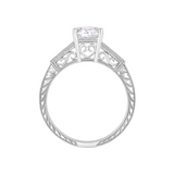 Erin Round Brilliant with Tapered Baguettes Milgrain Engagement Ring